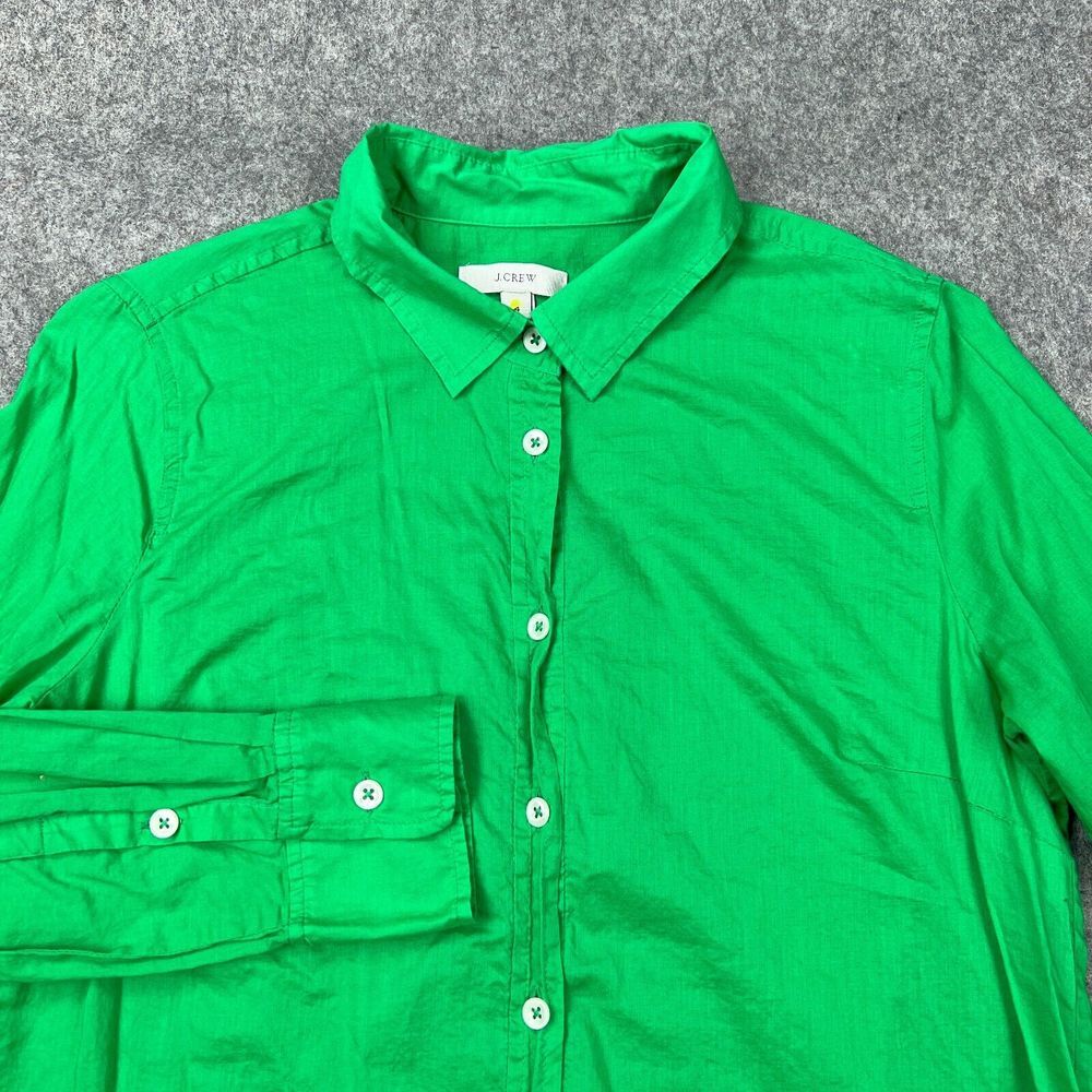J Crew Shirt Womens 4 Green Voile Popover Long Sleeve 100% Cotton Tunic‎ Blouse
